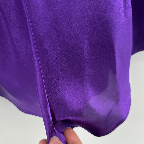 Kathryn VTG Purple Slip Satin Teddy w/Spaghetti Strap Front Button Detail SzL - Picture 7 of 14